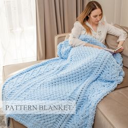 Blanket Knitting Pattern, Finger Crochet Blanket Pattern, Do it yourself, Loop Yarn Blanket Pattern, Love Pattern