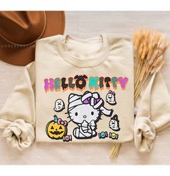 Hello Kitty Trick or Treat Halloween Tee Shirt , Hello Kitty Shirt , Kitty Horror Movie, Kitty Scary Movie, Halloween Ki
