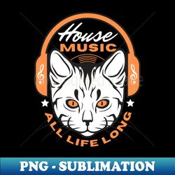 HOUSE MUSIC  - Headphone Cat Orange - Aesthetic Sublimation Digital File - Bold & Eye-catching