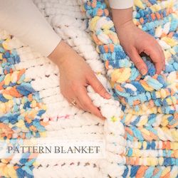 Loop Yarn Blanket Pattern, Alize Puffy Pattern, DIY, Finger Knit Pattern, Bernat Alize Yarn Pattern, Marshmallow Pattern