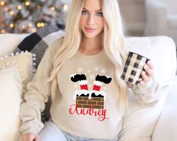 personalized name christmas chimney sweatshirt , custom christmas chimney sweat, personalized christmas gift, customizab