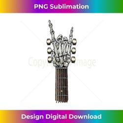 Rock On Guitar Neck - Rock & Roll Halloween Skeleton Hand Long Sleeve - Artisanal Sublimation PNG File - Elevate Your Style with Intricate Details