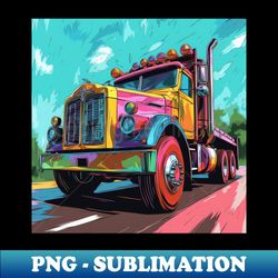 A Graphic Pop Art Drawing of a big American truck - Creative Sublimation PNG Download - Transform Your Sublimation Creations