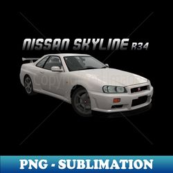 Nissan Skyline R34 White - Unique Sublimation PNG Download - Revolutionize Your Designs