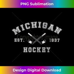Retro Vintage Michigan Hockey with Hockey Sticks - Bohemian Sublimation Digital Download - Reimagine Your Sublimation Pieces