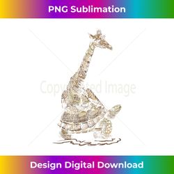 Turtle Riding Tee Zoo Keeper Gift Vintage Giraffe - Luxe Sublimation PNG Download - Customize with Flair