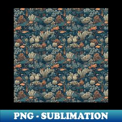 aquatic seamless pattern underwater sea life ocean marine aquarium coral water plants fish nautical - png transparent sublimation design - capture imagination with every detail