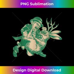 LEPRECHAUN Fighting JACKALOPE Funny Mythological Beasts - Futuristic PNG Sublimation File - Rapidly Innovate Your Artistic Vision