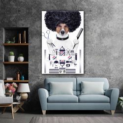 Hairdresser Hair Beard Shaving Dog Comb Decorative Roll Up Canvas, Stretched Canvas Art, Framed Wall Art Painting