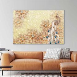 Diamond Swan Flower Jewelry Earring Decoration Roll Up Canvas, Stretched Canvas Art, Framed Wall Art Painting