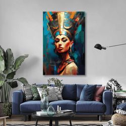 Egyptian Queen Ethnic Headdress Model Roll Up Canvas, Stretched Canvas Art, Framed Wall Art Painting