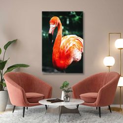 Flamingo Wall Art, Pink Canvas Art, Bird Wall Art Decor, Roll Up Canvas, Stretched Canvas Art, Framed Wall Art Painting