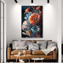 Flower Wall Art, Garden Wall Decor, Nature Canvas Wall Art Decor, Roll Up Canvas, Stretched Canvas Art, Framed Wall Art
