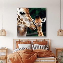 giraffe canvas art, animal wall art decor, nature wall art, roll up canvas, stretched canvas art, framed wall art painti