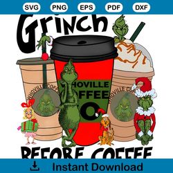 Retro Grinch Before Coffee Whoville PNG Sublimation File