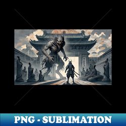 Samurai vs Monster - Retro PNG Sublimation Digital Download - Spice Up Your Sublimation Projects