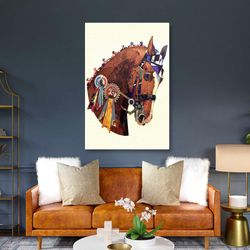 Horse Wall Art, Collage Canvas Art, Animal Canvas Wall Decor, Roll Up Canvas, Stretched Canvas Art, Framed Wall Art Pain