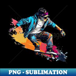 A Graphic Pop Art Drawing of a Skateboarder Performing a Trick - Aesthetic Sublimation Digital File - Fashionable and Fearless