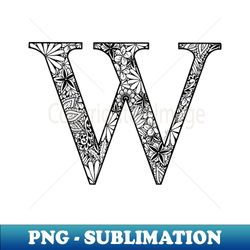 Floral Letter Capital W - Premium Sublimation Digital Download - Enhance Your Apparel with Stunning Detail