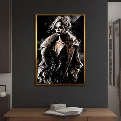 Beautiful Woman Oil Painting, Abstract Woman Wall Art, Modern Decor Ideas for Home and Office, Stretched Canvas Painting