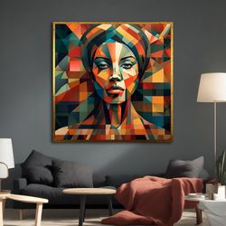 Colourful Woman portrait canvas painting, Abstract Woman Wall Art, Modern Decor Ideas for Home and Office with Different