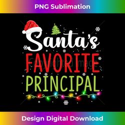 Santa's Favorite Principal Christmas Santa Hat Lights Gifts Long Sleeve - Minimalist Sublimation Digital File - Striking & Memorable Impressions