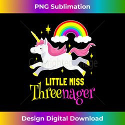 Kids Cute Little Miss THREEnager 3 Years Old Birthday Gifts - Urban Sublimation PNG Design - Challenge Creative Boundaries