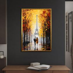 Autumn at the Eiffel, Two Lovers, Landscape Canvas, Street, Street, Nature Art, Wall Art for Home and Office, Different