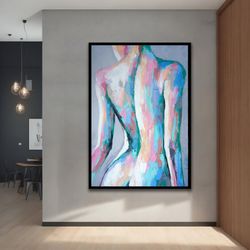 Colorful Sexy Woman Canvas Painting, Erotic Print, Erotic,Sensual Woman Canvas, Different Frame Options for Your Home an