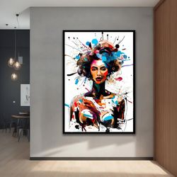 Colourful African Woman  Canvas Painting, Modern,Natural, Live Wall Art for your home and office, Decoration Ideas with