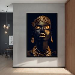 Gold African Woman  Canvas Painting, Wall Art for your Home and Office, Modern, Natural, Vivid, Decor Ideas with Differe