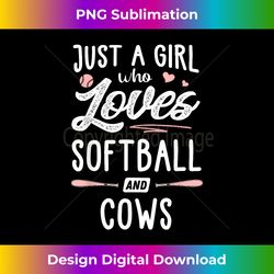 Just A Girl Who Loves Softball And Cows Gift Women - Artisanal Sublimation PNG File - Crafted for Sublimation Excellence