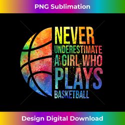 hoops girls never underestimate a girl who plays basketball tank top - deluxe png sublimation download - immerse in creativity with every design