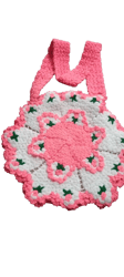 crochet hand made hand bag pink and white color