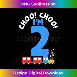 Kids 2nd Birthday Iu2019m 2 Choo Choo Train Trains Birthday - Crafted Sublimation Digital Download - Access the Spectrum of Sublimation Artistry