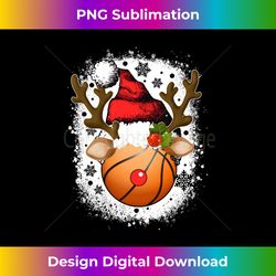 Basketball Christmas Reindeer With Santa Hat Funny Holiday Long Sleeve - Sophisticated PNG Sublimation File - Rapidly Innovate Your Artistic Vision