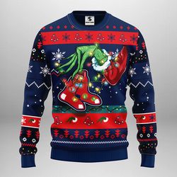 MLB Boston Red Sox Funny Grinch Ugly Hoodie 3D Zip Hoodie 3D Ugly Christmas Sweater 3D Fleece Hoodie