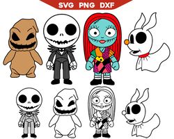 Jack and Sally SVG, Jack and Sally Layered SVG, Jack and Sally Valentine Day Svg, Cut files, Silhouette
