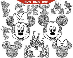 Disney Mickey Mandala SVG, Disney Mandala Castle Svg Cricut Svg, Minnie Mandala Svg