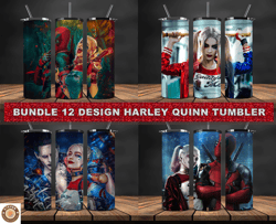 Bundle 12 Design Harley Quinn Tumbler, Tumbler Bundle Design, Sublimation Tumbler Bundle, 20oz Skinny Tumbler 35