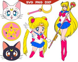Sailor Moon Svg, Sailor Moon Silhouette Svg, Sailor Moon Layerd Svg, Sailor Moon Svg Bundle