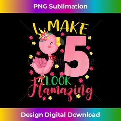 Kids I Make 5 Look Flamazing Cute Flamingo Birthday - Urban Sublimation PNG Design - Enhance Your Art with a Dash of Spice