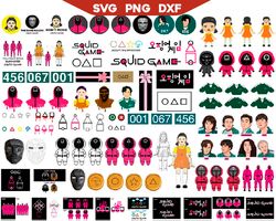 Squid Game SVG Bundle, Squid Game Clipart, Squid Game Png, Squid Game Png