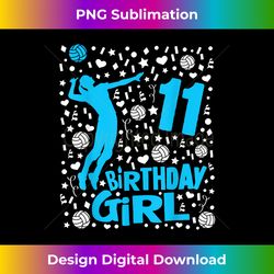 Girls Volleyball 11th Birthday Gift - 11 Year Old Player - Urban Sublimation PNG Design - Infuse Everyday with a Celebratory Spirit