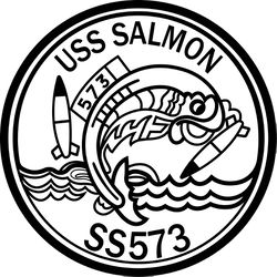 USS SALMON SS 573 BADGE VECTOR FILE SVG DXF EPS PNG JPG FILE