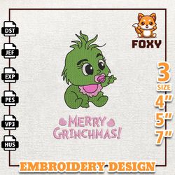 Merry Greenchmas Embroidery Design, Christmas Green Monster Embroidery Design, Instant Download