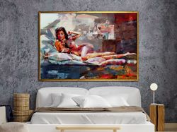 sexy woman canvas painting, nude girl wall art,erotic woman canvas painting, woman canvas painting,,canvas designframed