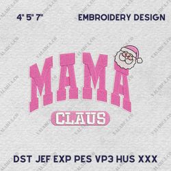 Retro Christmas Embroidery Design, Retro Mama Santa Embroidery Machine Design, Instant Download