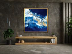 abstract canvas art, abstract wall decor, natural wall art, blue and white patterned wall art canvas design, framed read