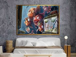 interesting fish, surreal fish art, canvas wall art, surreal art print, surreal painting, wall art canvas design, framed